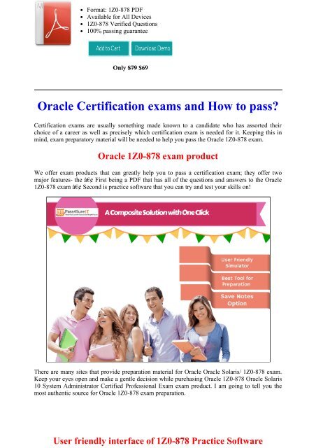 Pass4sure Oracle 1Z0-878 Exam Preparation - Shortcut to Success