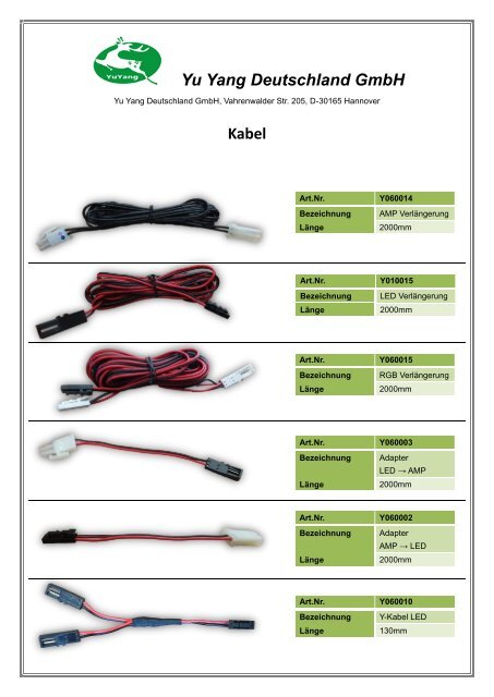 Datenblatt Kabel