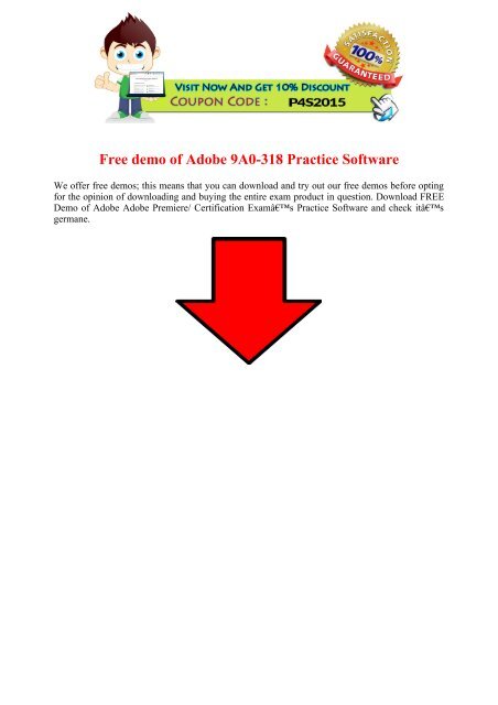 Pass4sure Adobe 9A0-318 Exam - Reduce Your Chances of Failure