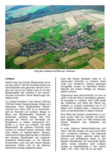 Limbach Gewiß hatte das Kloster Bleidenstadt schon vor dem Jahre ...