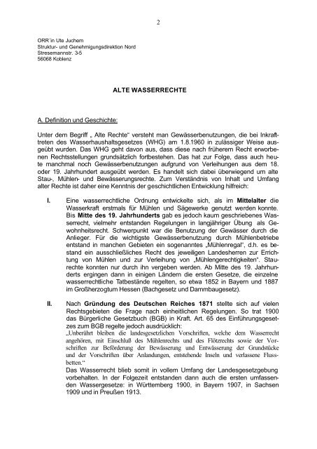 Alte Wasserrechte - Struktur- und Genehmigungsdirektion Nord - in ...