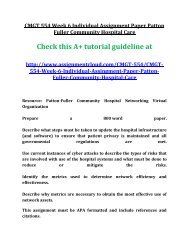 CMGT 554 Week 6 Individual Assignment Paper Patton Fuller Community Hospital Care