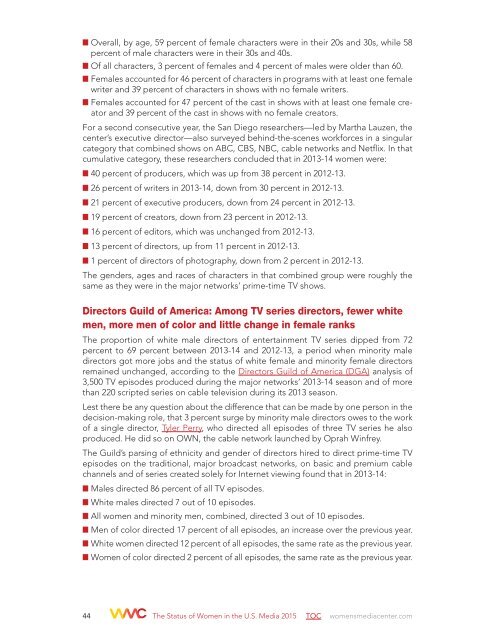 THE STATUS OF WOMEN IN THE U.S MEDIA 2015