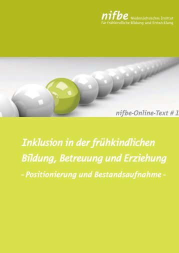 Inklusion in der frühkindlichen Bildung Betreuung und Erziehung