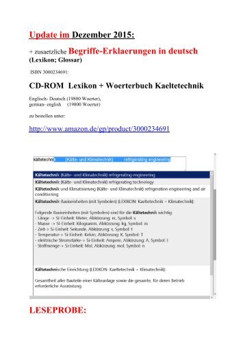 Lexikon in deutsch (Begriffe-Erklaerungen) + de-english Woerterbuch fuer Mechatroniker-Kaeltetechnik