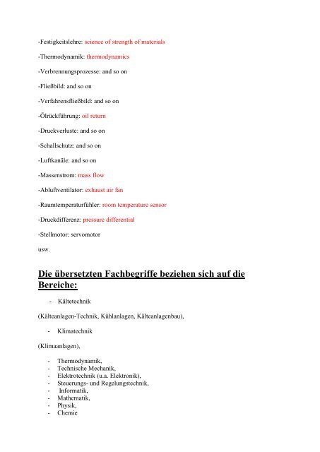 Lexikon in deutsch (Begriffe-Erklaerungen) + de-english Woerterbuch fuer Mechatroniker-Kaeltetechnik