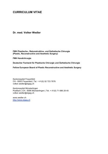 CURRICULUM VITAE - Dr. Volker Wedler