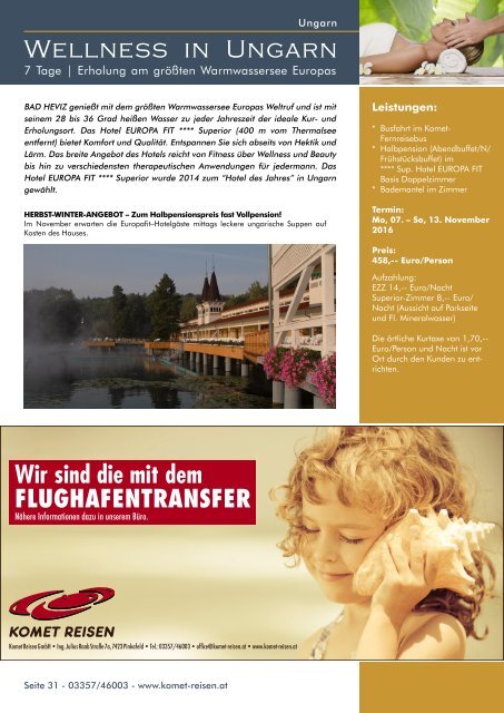 Komet Reisen Flug + Bus Highlights 2016