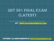 QNT 561 Final Exam University of Pjhoenix Course Tutorial