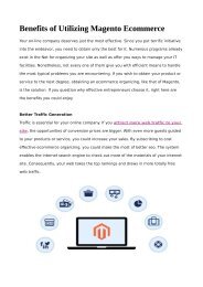Benefits of Utilizing Magento Ecommerce