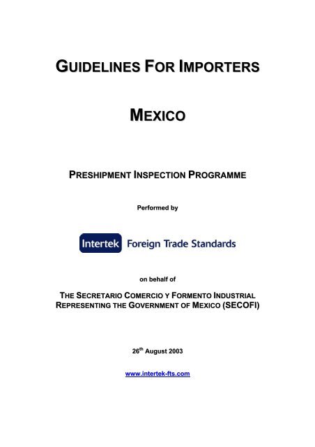 guidelines for importers mexico preshipment inspection programme