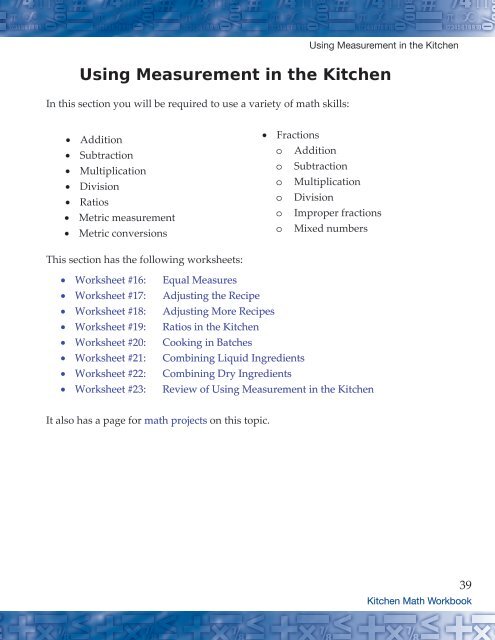 Everyday Math Skills Workbooks series - Kitchen Math
