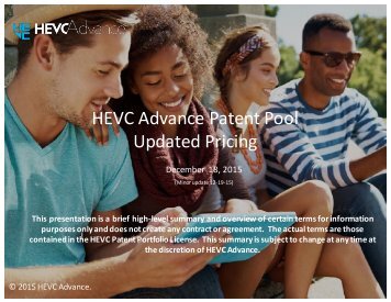 HEVC Advance Patent Pool Updated Pricing
