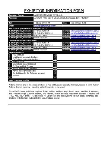 EXHIBITOR INFORMATION FORM - Arabplast