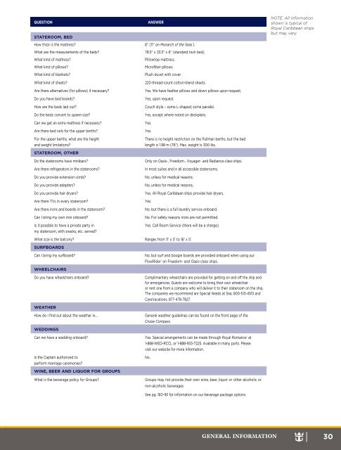 General Information - Royal Caribbean