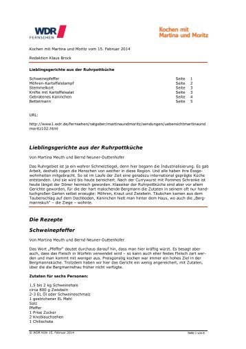 Rezepte zur Ruhrpottküche (PDF-Download_ 65,5 KB) - WDR.de