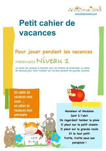 Cahier de vacances maternelle 1