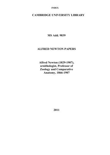 alfred newton papers - Department of Zoology - University of ...