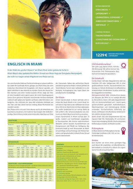 LISA! Sprachreisen Katalog 2016 – Fachberatung Deutschland