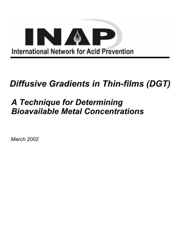 Diffusive Gradients in Thin-films (DGT) - International Network for ...