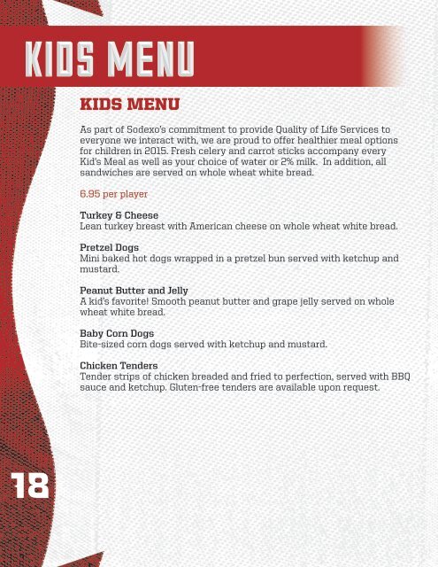 2015 Toyota Park Suite Menu