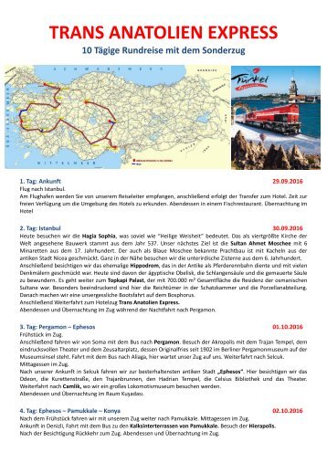 Bahnreise Zugreise Sonderzug Türkei