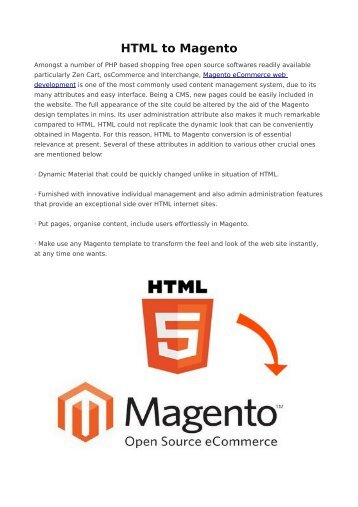 HTML to Magento