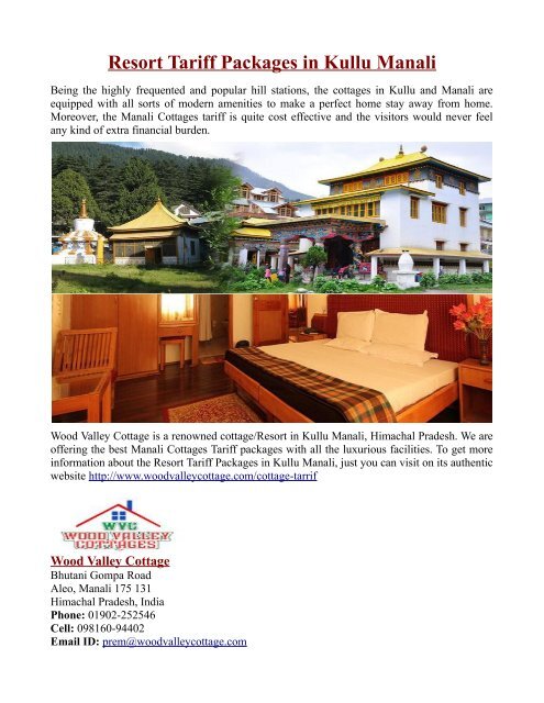 Resort Tariff Packages In Kullu Manali