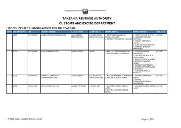 customs and excise department tanzania revenue authority