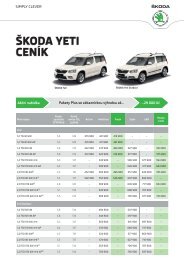 ŠKODA YETI CENÍK