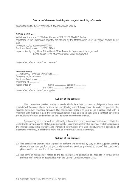 the english version of the e invoicing edi agreement is not at t customer relations