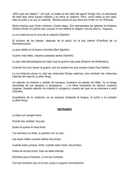 lemas y refranes para una cultura de paz - Con las palabras…