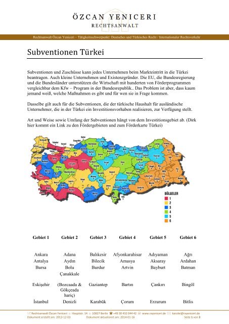 Subventionen Tuerkei