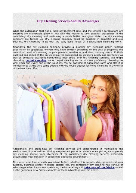 Dry Cleaning Services And Its Advantages