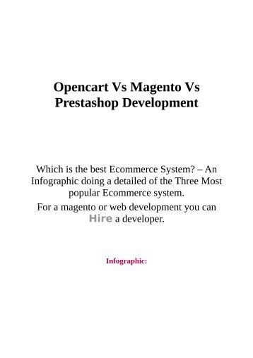 Opencart Vs Magento Vs Prestashop Development