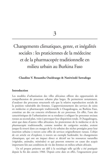 Inequality and Climate Change Inégalité et changement climatique