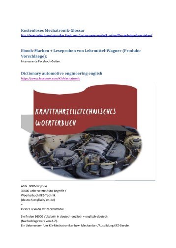 Kostenloses Mechatronik-Glossar + ebook-Leseproben:  englisch lernen (Technik-Begriffe uebersetzen)