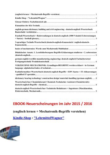 Kindle-Shop: EBOOK-Neuerscheinungen (englisch lernen + Mechatronik-Begriffe verstehen)