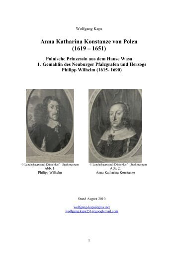 Anna Katharina Konstanze von Polen (1619 – 1651) - Pfalz-Neuburg