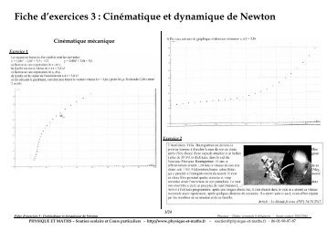 Fiche d’exercices 3  Cinématique et dynamique de Newton