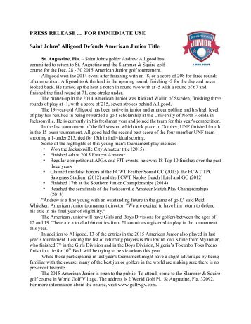 2015 American Junior Press Release #3
