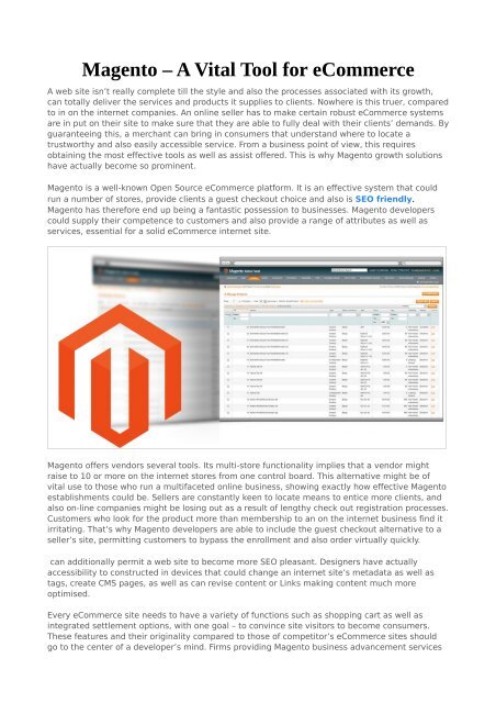 Magento Ecommerce Tools Magento – A Vital Tool for eCommerce