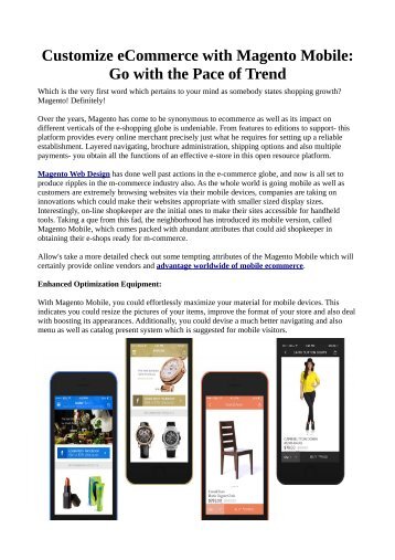 Customize eCommerce with Magento Mobile: Go with the Pace of Trend