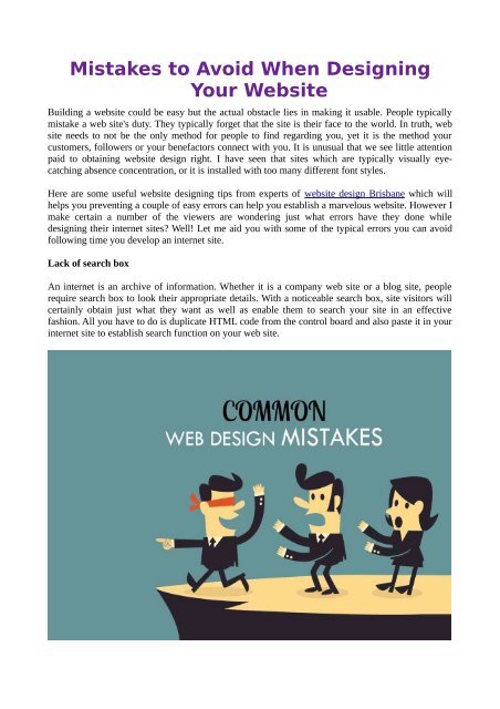 Mistakes To Avoid When Designing Your Website Mistakes To Avoid When Designing Your Website