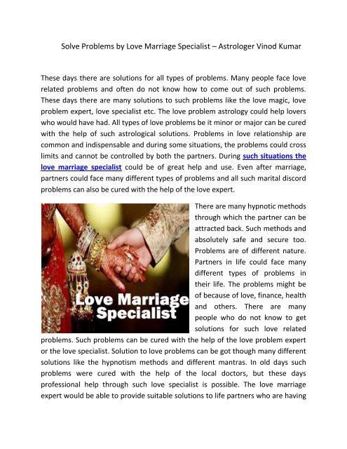 Solve Problems by Love Marriage Specialist