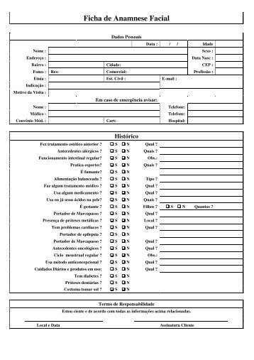 Ficha de Anamnese Facial