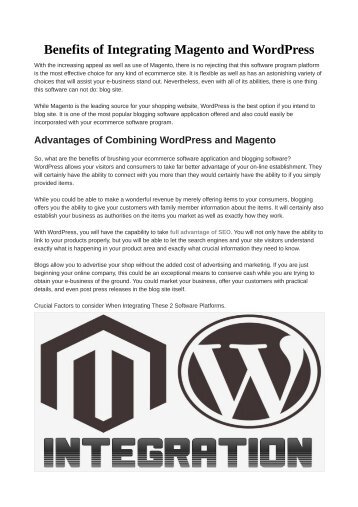 Benefits of Integrating Magento and WordPress