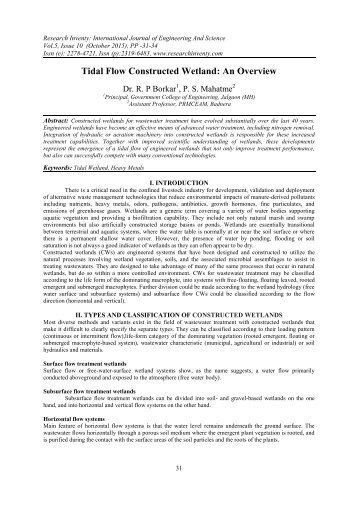 Tidal Flow Constructed Wetland: An Overview