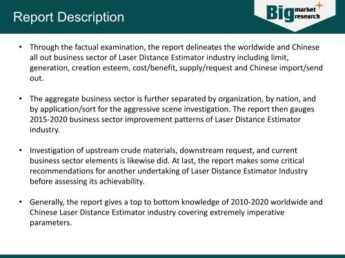 Laser Distance Estimator (Global and Chinese) Industry Size and Growth Rate 2015