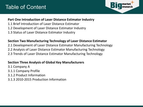 Laser Distance Estimator (Global and Chinese) Industry Size and Growth Rate 2015